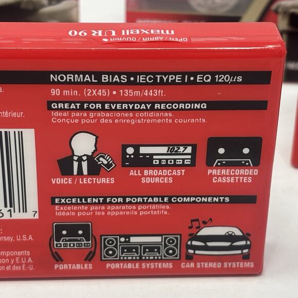 Maxwell Audio Cassette Tapes UR 90 Minutes Normal Bias Blank Lot Of 5 Retro - Picture 6 of 6